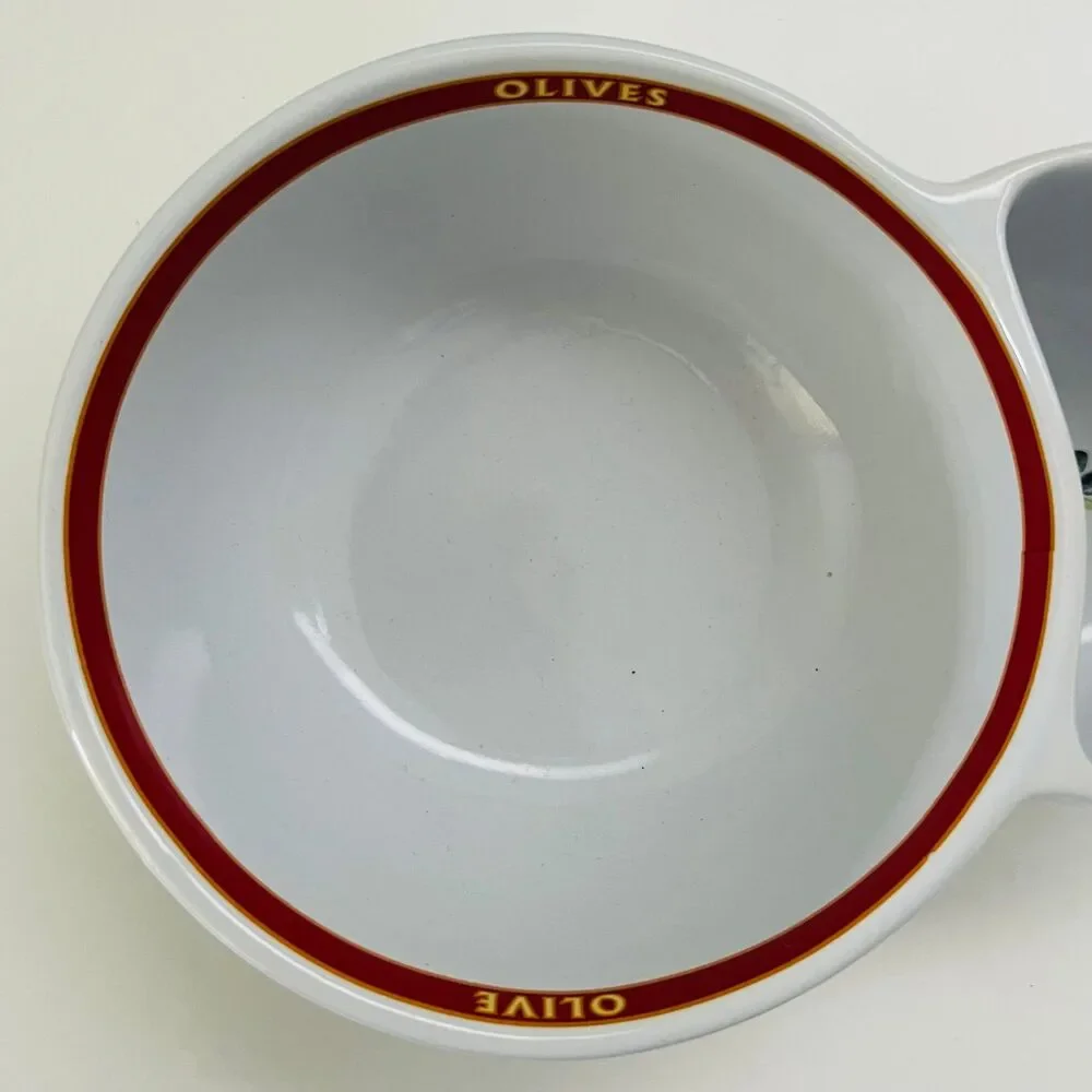 POTTERY BARN Pasta Rustica Divided Olive Dipping Serving Bowl